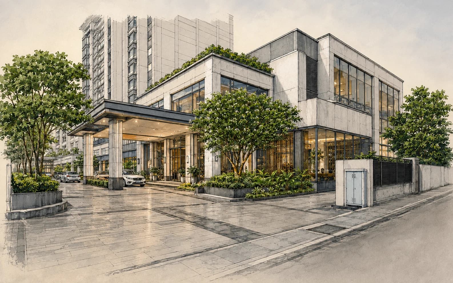 Illustration of a hospitality and commercial property